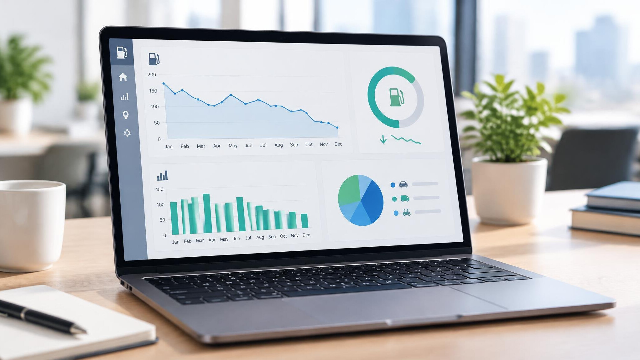 Laptop showing analytics charts